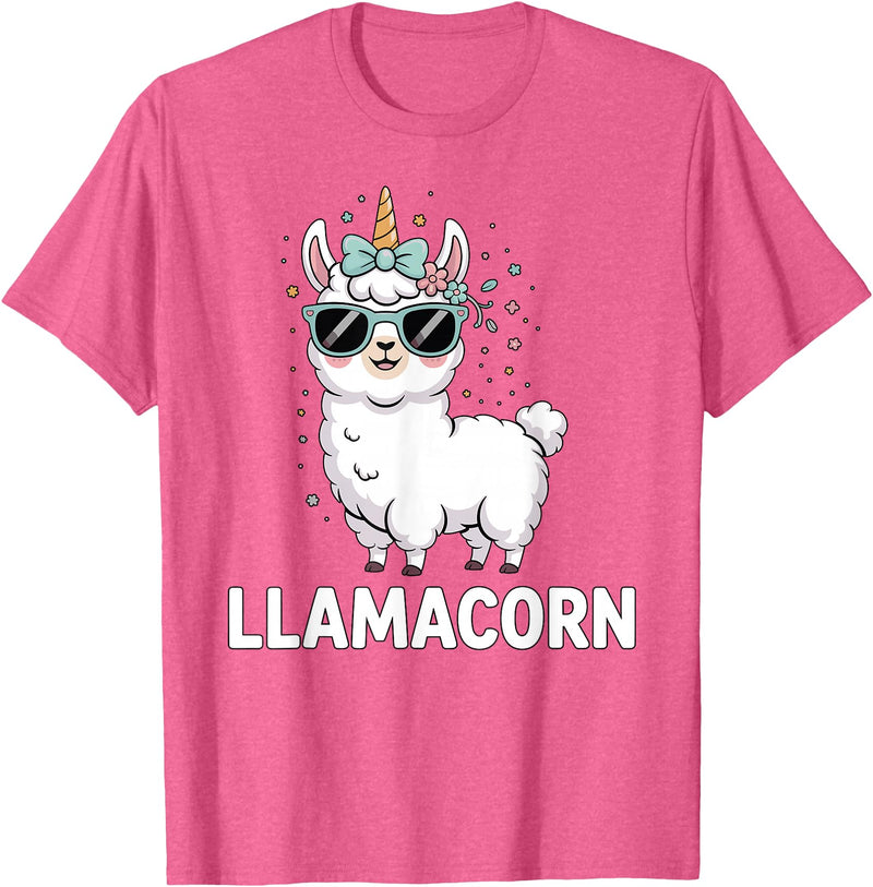 Funny Llamacorn Lover Llama Design Llamacorn Funny Llama Unicorn For Girls Kids Lover Llamacorn T-Shirt - Pink Heather