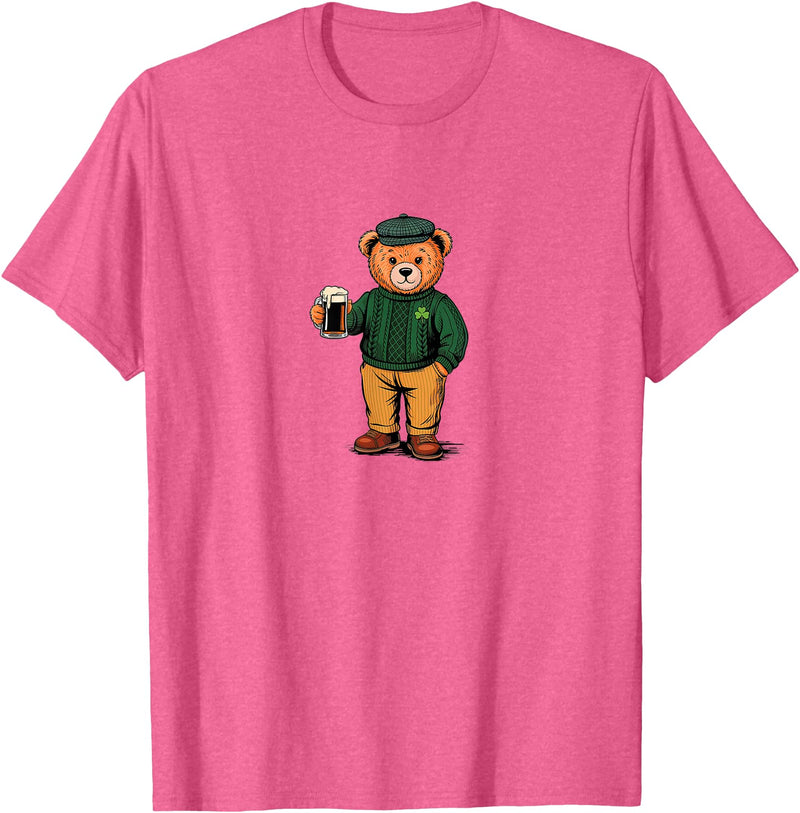 St Patricks Day Bear t -shir t St Patricks Day Bear T-Shirt - Pink Heather