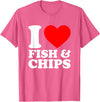 I Love Food Shirts Collection I Love Fish And Chips, I Heart Fish And Chips T-Shirt - Pink Heather