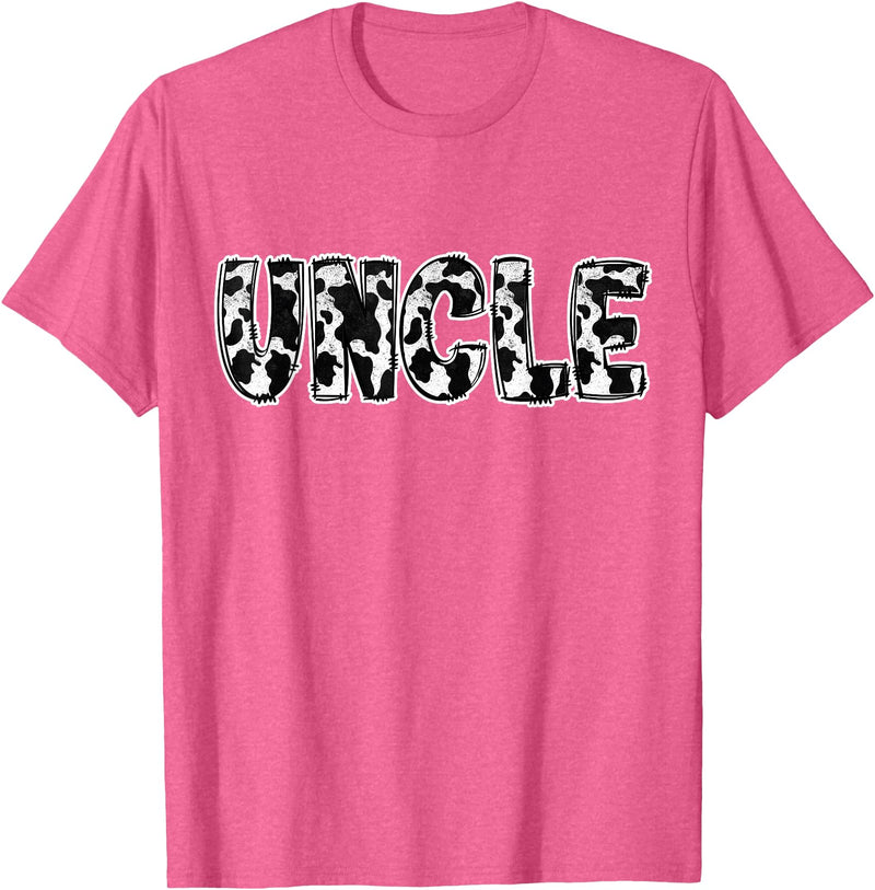 Cow Print Designs for the whole Family Uncle Cow Pattern Cow Print T-Shirt - Pink Heather