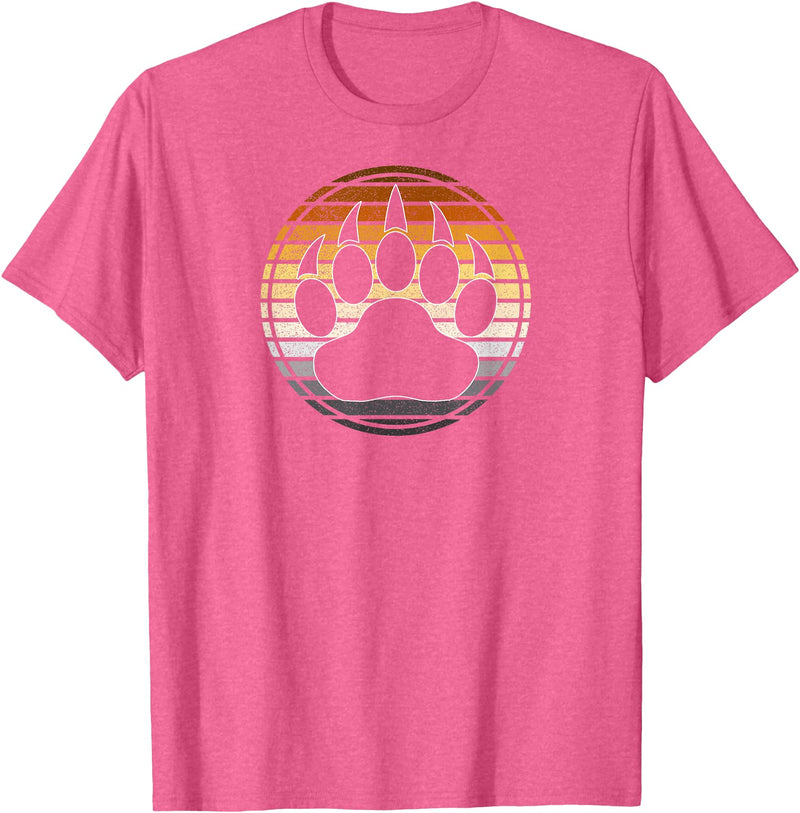 TeePanic LGBTQ Vintage Distressed Gay Bear Pride Claw Silhouette Horizon T-Shirt - Pink Heather