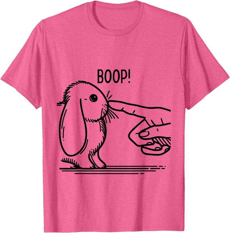 Cute Rabbit Lover Bunny Graphic T-Shirt (Baby Blue) in Pink Heather