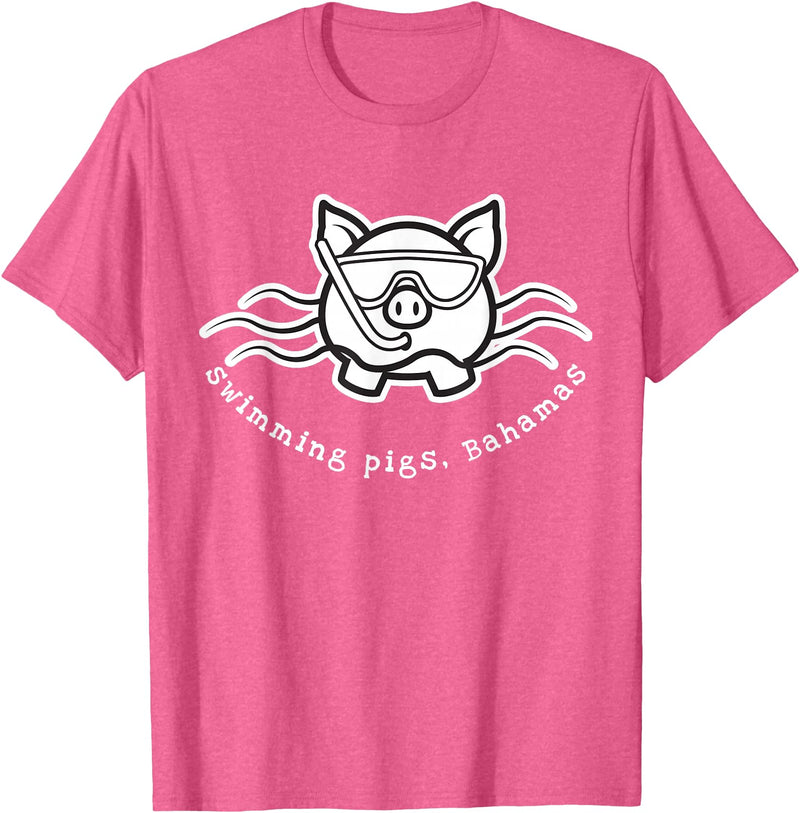 Bahamas Swimming Pigs Bahamas Swimming Pig with Mask and Snorkel T-Shirt - Pink Heather