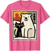 Utschki Bratschki Black Cat and Polar Bear Winter Animal Cute Snow Art T-Shirt - Pink Heather