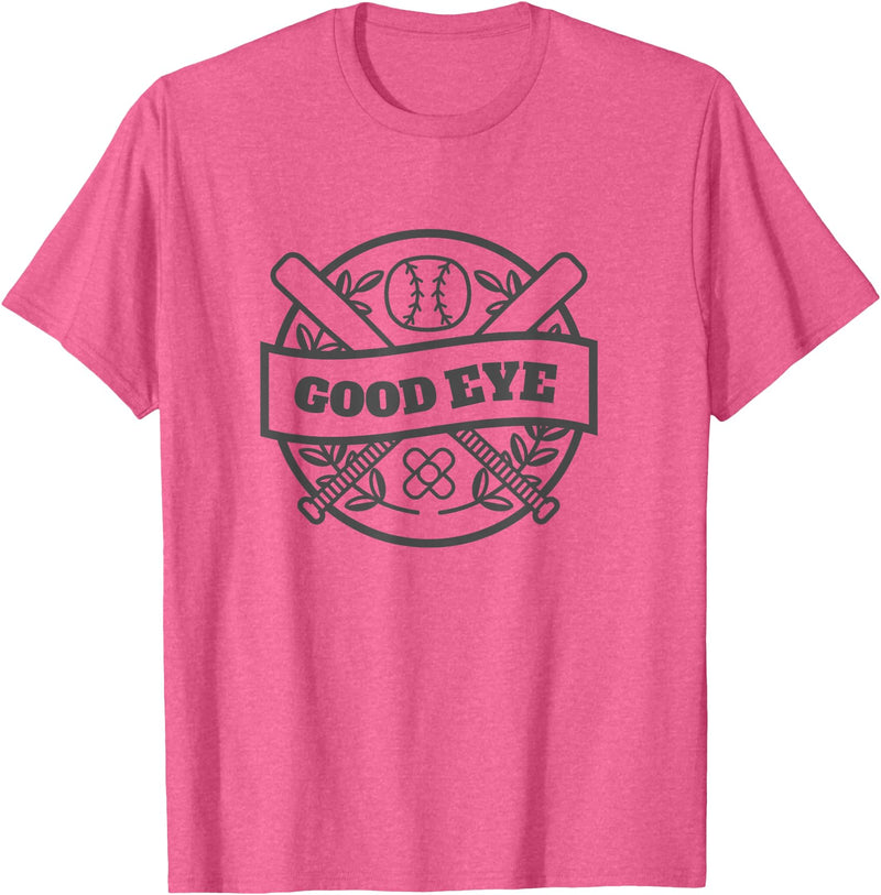 Flying Pig T Shirts Good Eye Baseball T-Shirt Humor Batter Team Sport Kids Bat T-Shirt - Pink Heather