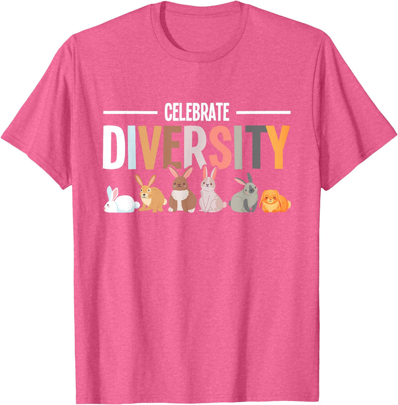 Celebrate Diversity Breeder for Rabbit Lovers T-Shirt in Pink Heather