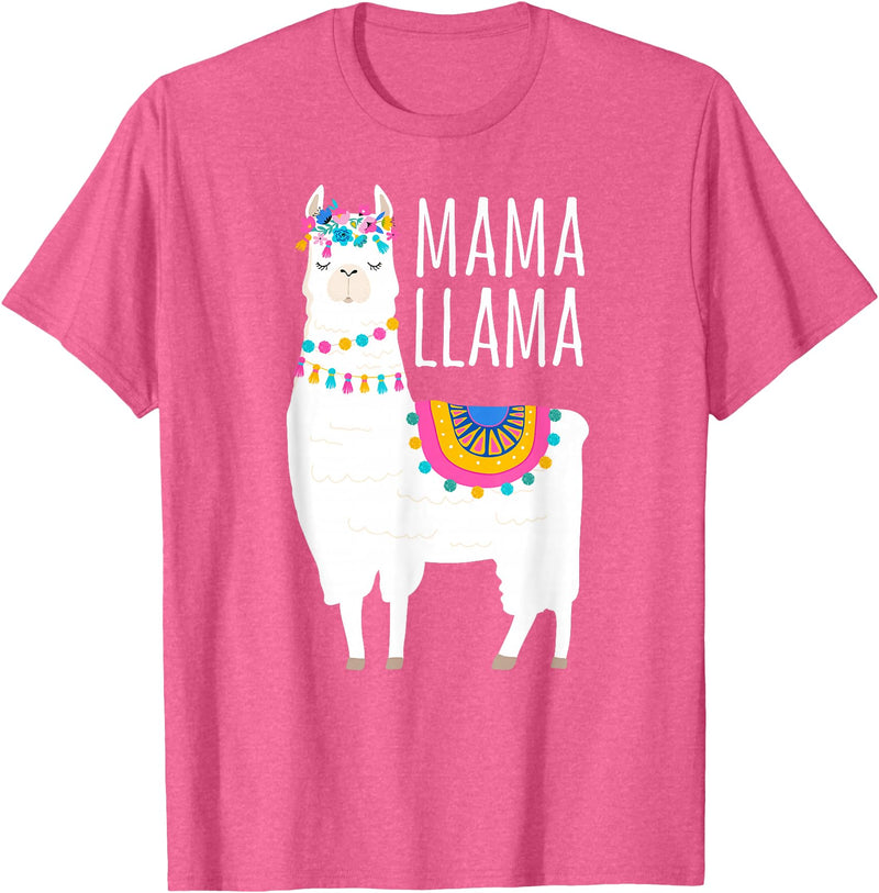Mama Llama Lover Gifts by Memme Mama Llama Shirt for Women T-Shirt - Pink Heather