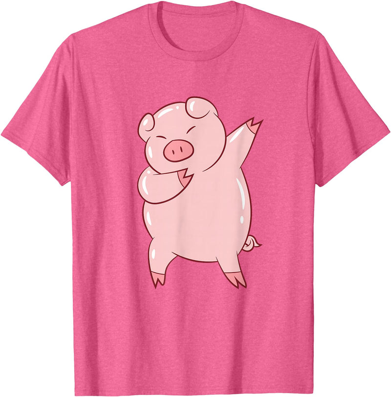 Cute Pig Tees Dabbing Pig Cute Pigs Dab Farmer Funny Pig T-Shirt - Pink Heather