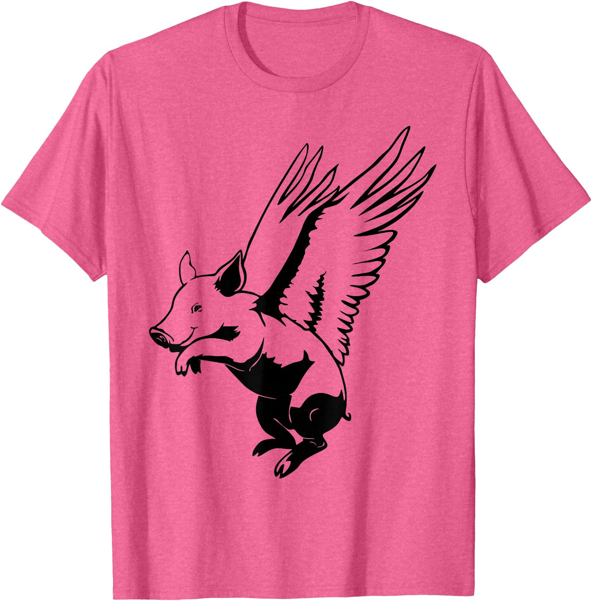 Flying Pig Funny Animals Flying Pig with Wings Fly Pig Lovers T-Shirt - Pink Heather