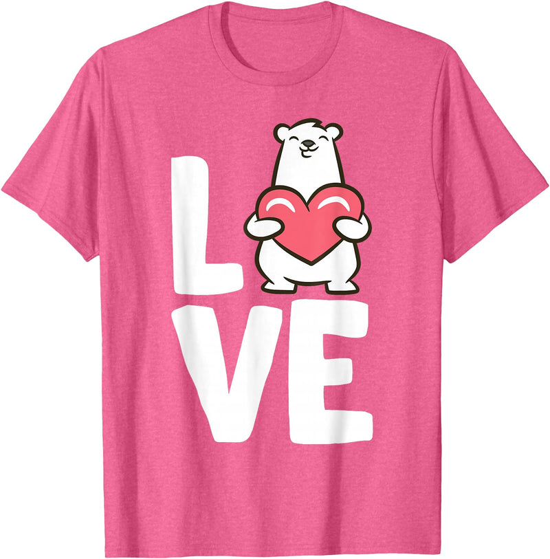 Cute Polar Bear Gifts And Tees I Love Polar Bears T-Shirt - Pink Heather