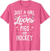 Pigs Memme Just A Girl Who Loves Pigs And Hockey Gift Women T-Shirt - Pink Heather