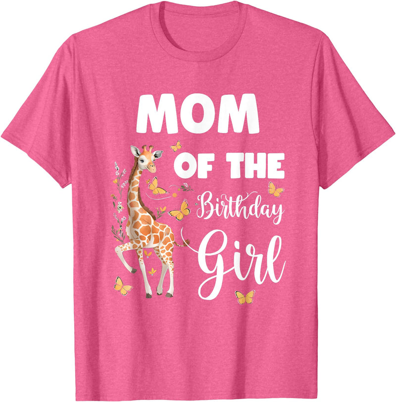 Giraffe Birthday Party by LazyPanda Giraffe Mom of the Birthday Girl Matching Family T-Shirt - Pink Heather