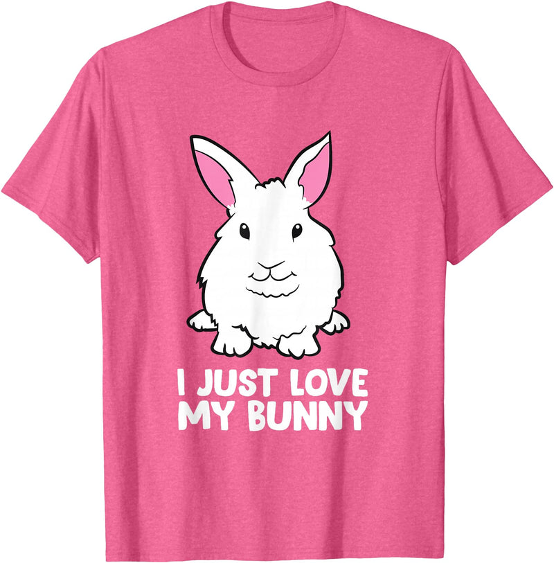 I Just Love My Bunny Cute Bunny Rabbit Pet T-Shirt in Pink Heather
