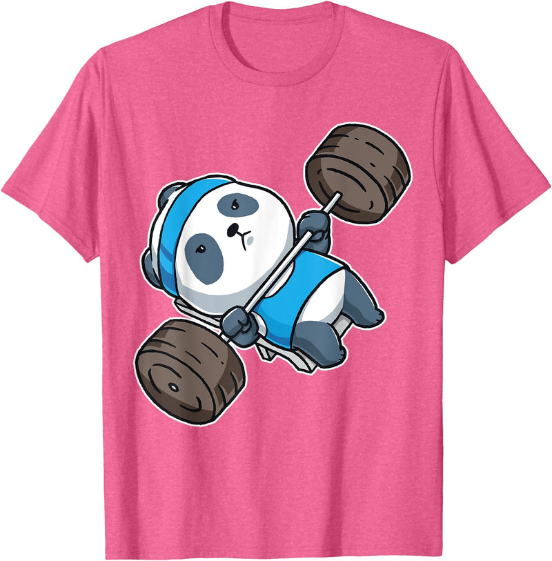 BCC Funny Panda Shirts & Panda Bear Gifts Panda Bear Gym Workout Training Bench Press Weight Lifting T-Shirt - Pink Heather