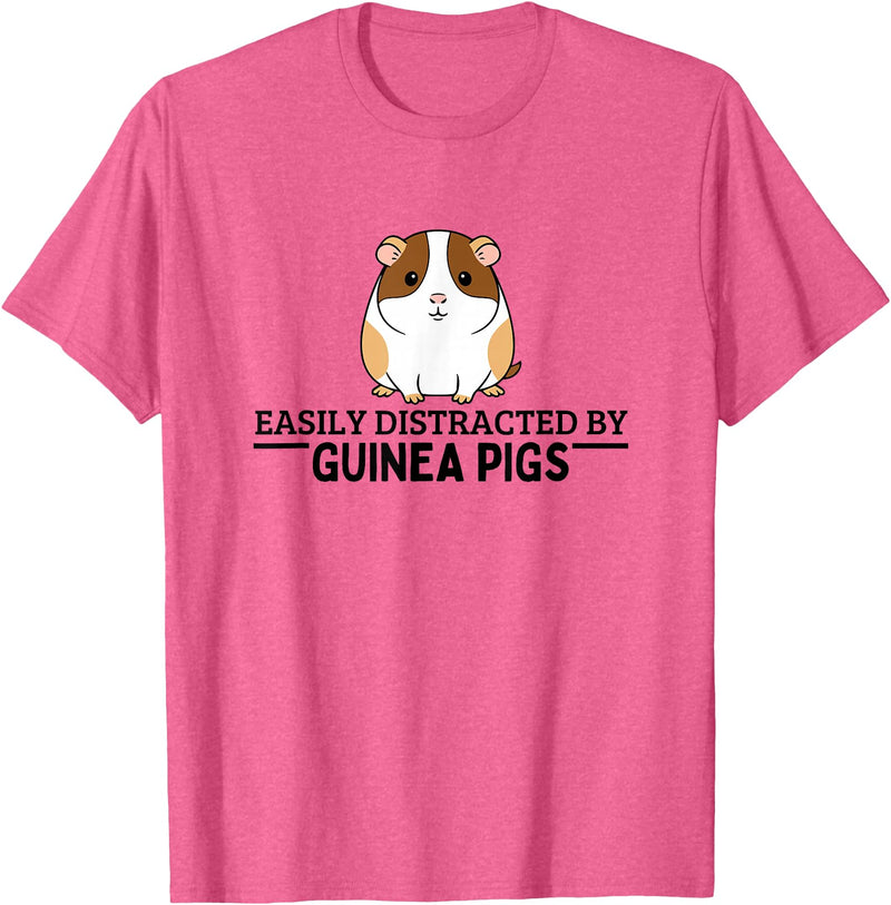 Guinea Pig Hideout Designs Easily Distracted by Guinea Pigs Funny Guinea Pig T-Shirt - Pink Heather
