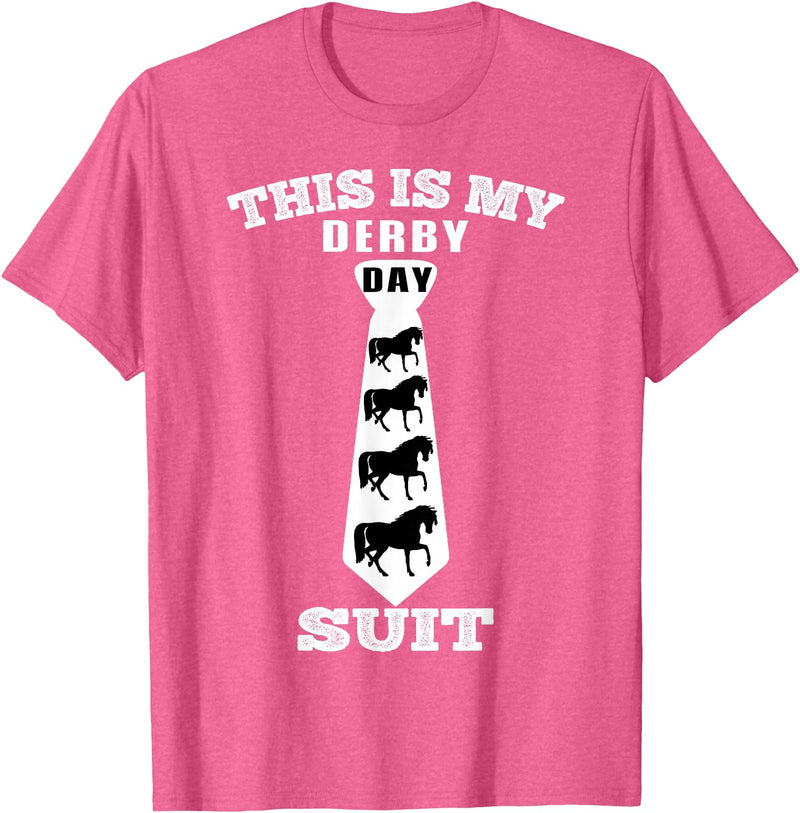 Funny Horse Racing Cool Horse Lover Apparel This Is My Derby Day Suit Funny Horse Racing Horse Lover T-Shirt - Pink Heather