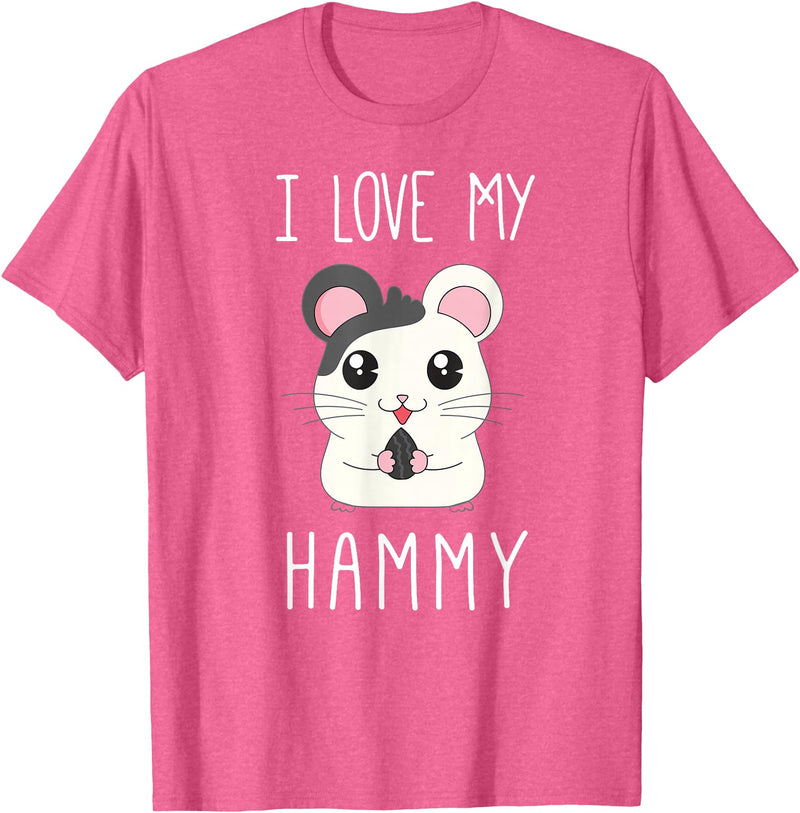 I Love My Hammy T Shirt for Hamster Lovers T-Shirt - Pink Heather