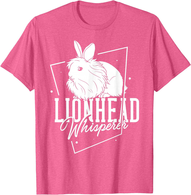 Lionhead Rabbit Gift Bunny Funny T-Shirt in Pink Heather