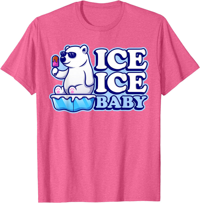 Save Our Cuddly Snow BEars Ice Ice Baby Polar Bears T-Shirt - Pink Heather
