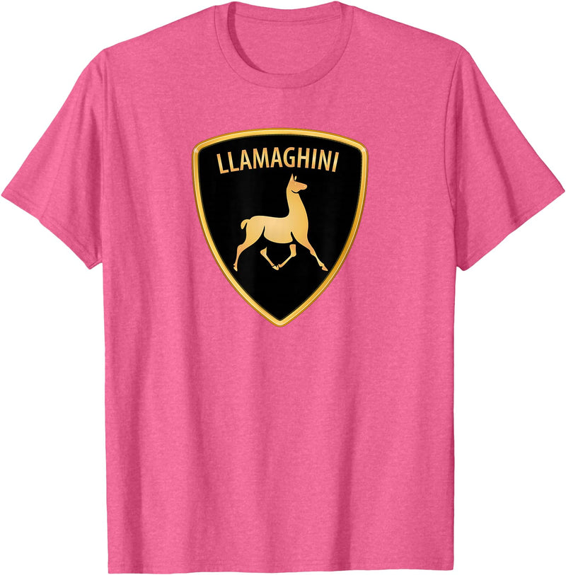 Llamaghini Apparel Co Llamaghini Funny Hillarious Llama Emblem Parody Fun Design T-Shirt - Pink Heather