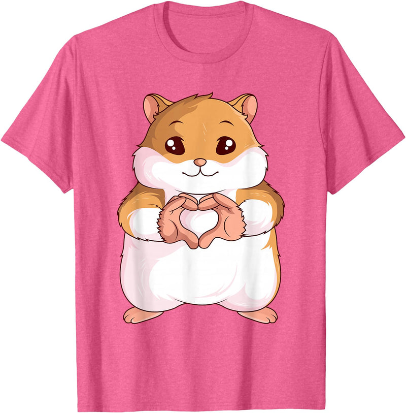 Hamster Lovers Girls Ladies T-Shirt - Pink Heather