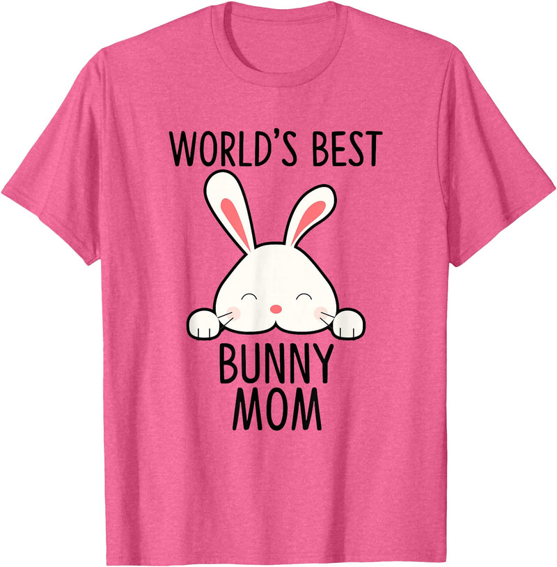 World's Best Bunny Mom - Rabbit for Rabbit Lover T-Shirt in Pink Heather