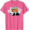 Panda Raccoon Rabbit Hamster Pyramid Cute Sleeping Animals T-Shirt in Pink Heather