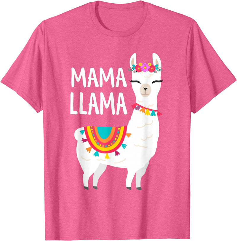 Birthday Llama Shirts Gift Mama Llama Funny Mother's Day Shirt Women Mom Birthday T-Shirt - Pink Heather