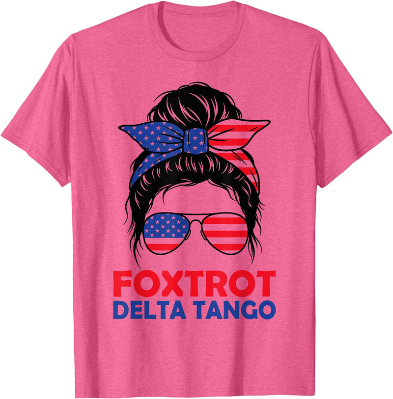 Messy Bun Bear Foxtrots Deltas Tangos Funny Tees Messy Bun Foxtrots Deltas Tangos Bear Foxtrots Deltas Tango T-Shirt - Pink Heather
