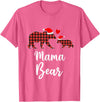 Cute Xmas Gifts Tartan Bear Cub Matching Costumes Mama Bear Buffalo Red Plaid Christmas Pajama Family Outfits T-Shirt - Pink