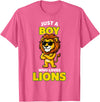 Lion King of the Jungle Safari Wildlife Zoo Gifts Cool Lion in Sunglasses Just A Boy Who Loves Lions T-Shirt - Pink Heather