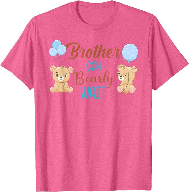 Family Baby Shower Gifts Brother Can Bearly Wait Bear Gender Neutral Boy Baby Shower T-Shirt - Pink Heather
