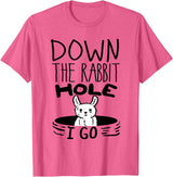 ORIGINAL Down the Rabbit Hole I Go Funny Cute Easter T-Shirt in Pink Heather