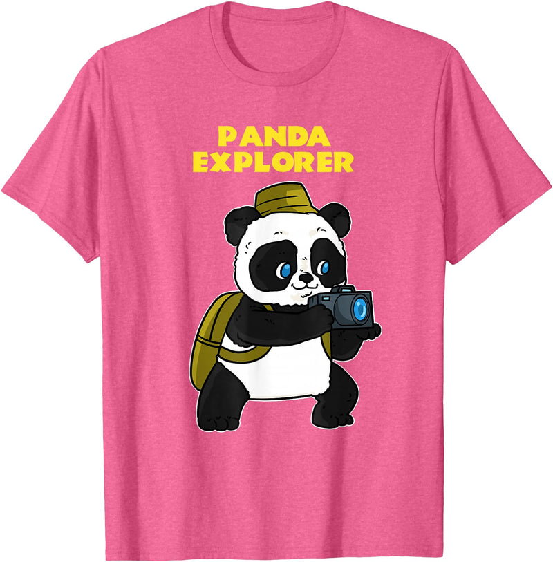 Panda Bear Lovers Clothing Panda Explorer T-Shirt - Pink Heather