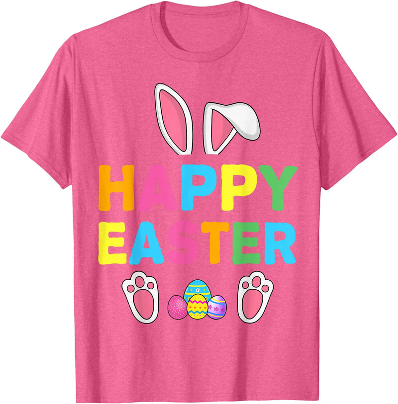 Happy Easter Bunny Rabbit Face Funny Easter Day Women Girls T-Shirt in Pink Heather