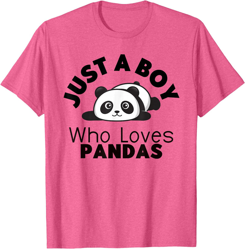 Panda Lover Designs Just A Boy Who Loves Pandas Cute Panda Bear T-Shirt - Pink Heather