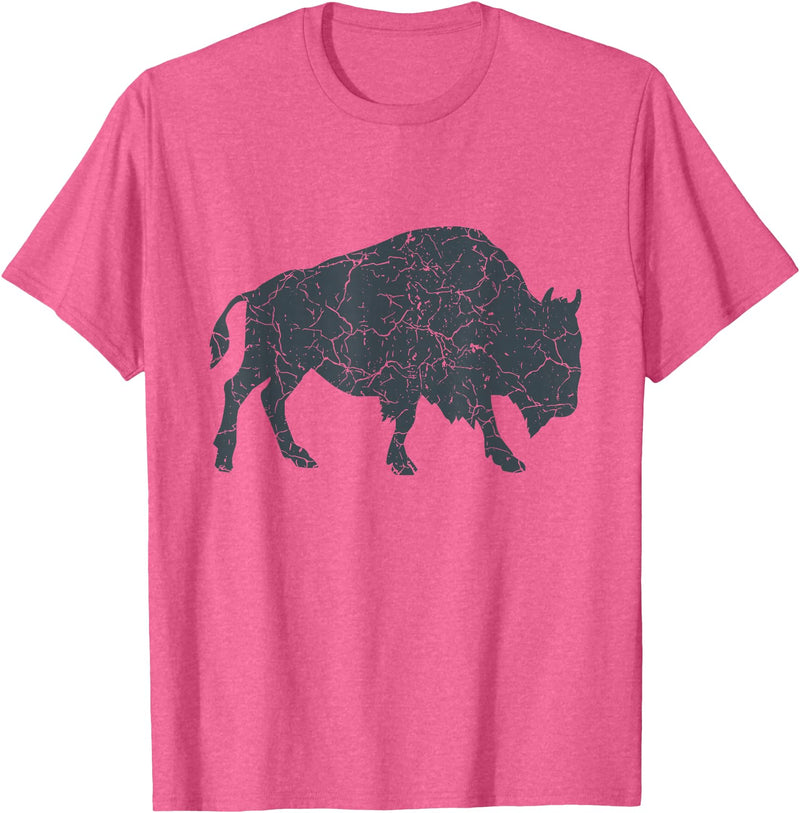 Bison Lover Gifts Wildlife I Bison Natural Reserve Vintage Buffalo I Distressed Bison T-Shirt - Pink Heather