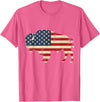 Bison American Buffalo Patriotic Heritage Lr Vintage Buffalo American Flag USA Bison Lover Wildlife T-Shirt - Pink Heather