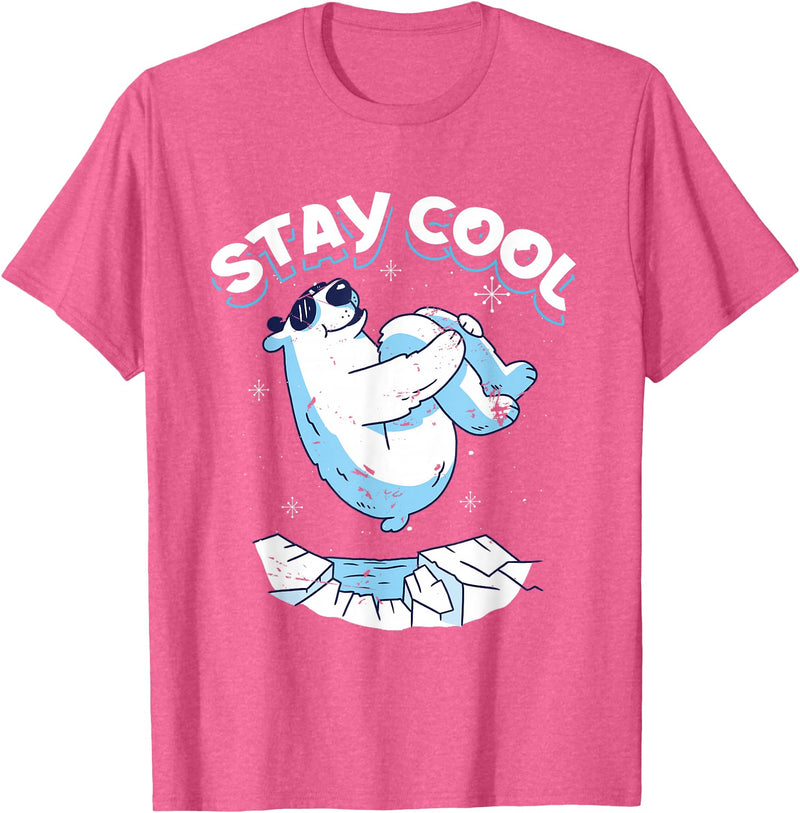 Stay Cool Polar Bear Arctic North Pole Gift Stay Cool | Polar Bear | Arctic North Pole T-Shirt - Pink Heather