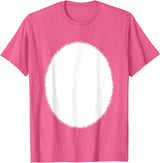 Pink Easter Bunny Rabbit White Furry Tummy Belly Costume T-Shirt in Pink Heather