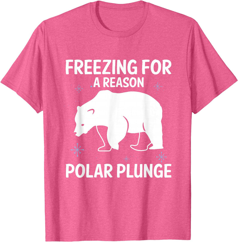 Global Warming Awareness Arctic Winter Ice Freezing For A Reason Polar Plunge Ice Bear T-Shirt - Pink Heather