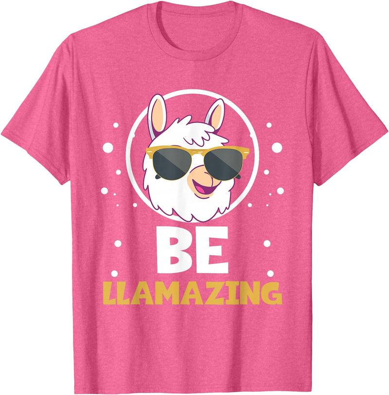 LLama Squad Shirts and Gifts Cute Amazing Llama Pun Be Llamazing Llama Lover T-Shirt - Pink Heather