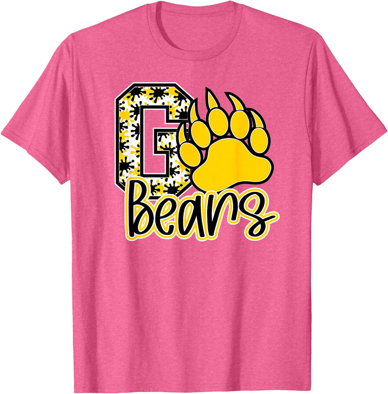 BEARS SPIRIT TEES CO School Spirit Go Bears Mascot Womens Youth Girls Kids T-Shirt - Pink Heather