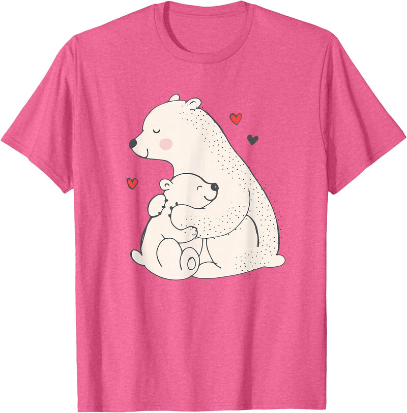 Sassy Southern Charm & Grace Cute & Unique Polar Bear Mama & Baby Cub Love T-Shirt & Gift T-Shirt - Pink Heather