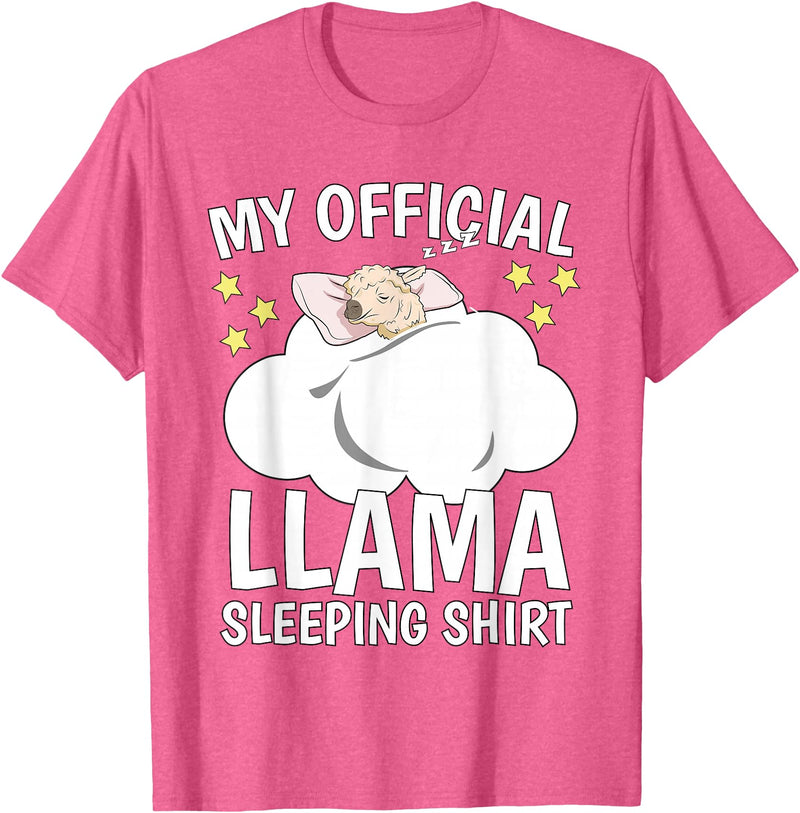 Llama Sleeping Wear Kids, Women & Men Official Sleeping Shirt Sleep Shirt Pajama Naps PJ Llama T-Shirt - Pink Heather
