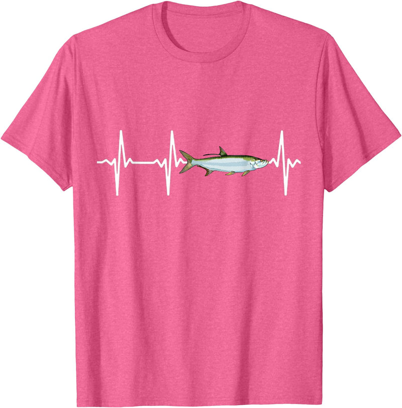 Tarpon Gift Co. Tarpon Heartbeat for Saltwater Fishing Lovers T-Shirt - Pink Heather