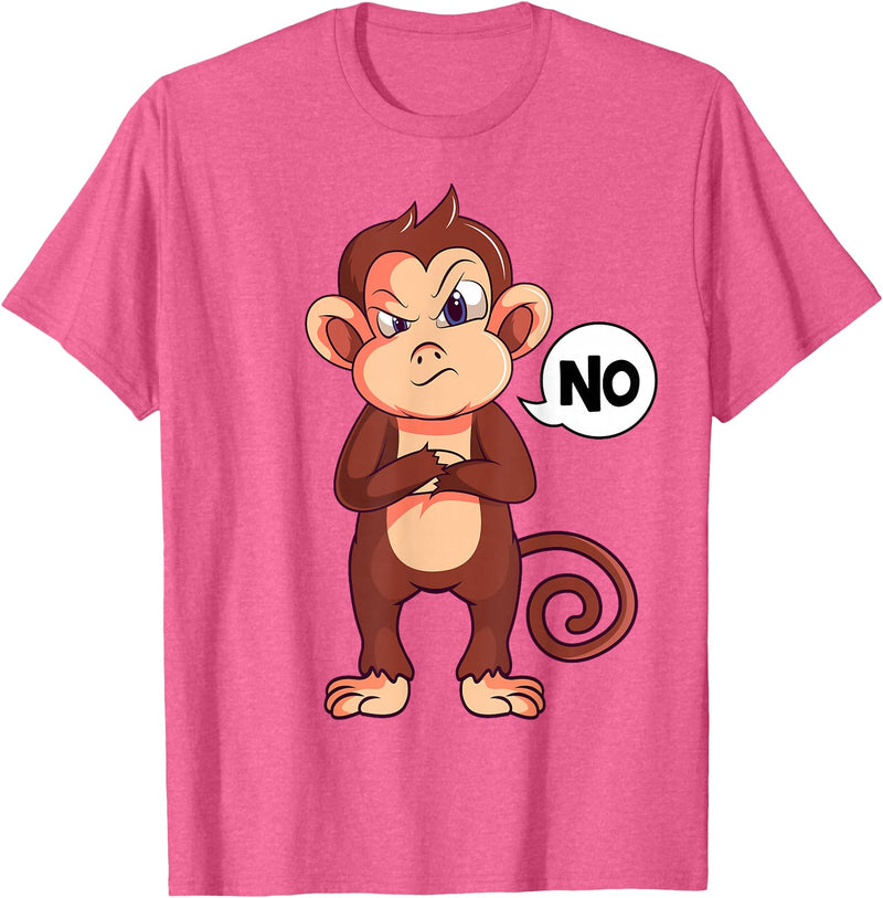 Funny Monkey Apparel & Gift Ideas Stubborn Monkey Girls Boys Kids Women T-Shirt - Pink Heather