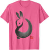Cute Rabbit Lover Bunny Graphic T-Shirt (White) in Pink Heather