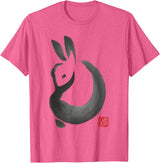 Cute Rabbit Lover Bunny Graphic T-Shirt (White) in Pink Heather