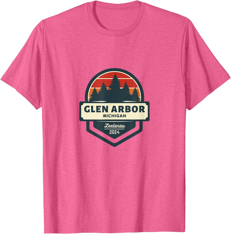Glen Arbor, MI | Glen Lake Michigan | Sleeping Bear Dunes T-Shirt - Pink Heather